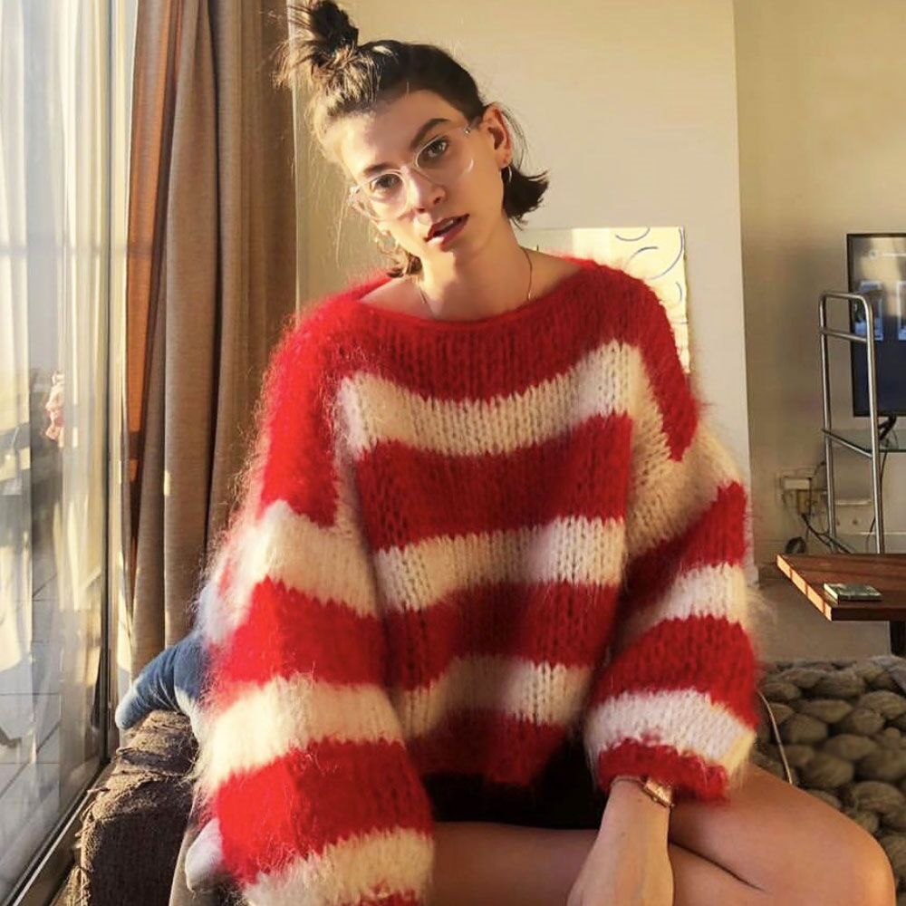 Shops Handmade Knitted Striped Sweater