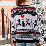 Sweet Crew Neck Long Sleeve Reindeer Nordic Fair Isle Christmas Sweater