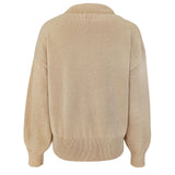 Chunky Ribbed Knit Neck Drop Shoulder Blouson Sleeve Oversized Sweater