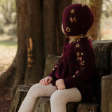 Adorable 3D Floral Embroidery Woolen Blend Knit Round Neck Raglan Sleeve Baby Romper