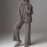 Athflow Granular Fleece Oversized Sweater and Wide Leg Knit Pants Matching Set