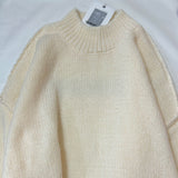 Athflow Style Rib Knit High Neck Exposed Seam Bishop Sleeve Oversized Sweater