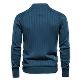 Athletic High Neck Long Sleeve Texture Knit Winter Men Zip Up Cardigan