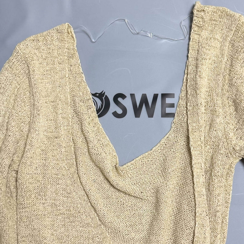 Boho Backless Long Sleeve Ruched Side Oversized Knit Mini Dress