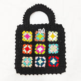 Boho Chic Floral Granny Square Handmade Crochet Knit Tote Bag