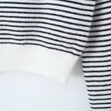 Breton Stripe Boat Neck Long Sleeve Ribbed Knit Crop Pullover Sweater