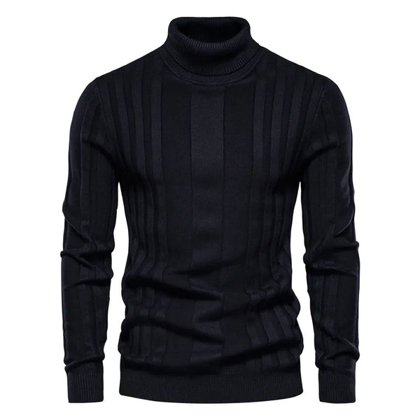 Casual Chunky Ribbed Knit Long Sleeve Winter Men Turtleneck Sweater