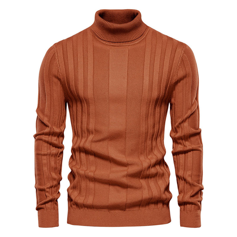 Casual Chunky Ribbed Knit Long Sleeve Winter Men Turtleneck Sweater