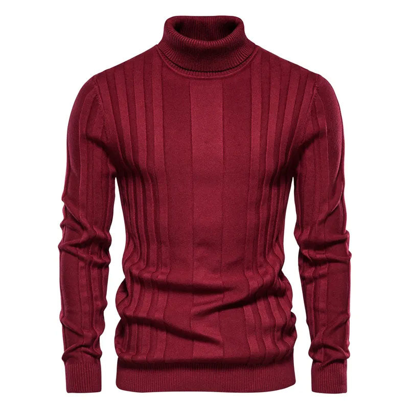 Casual Chunky Ribbed Knit Long Sleeve Winter Men Turtleneck Sweater