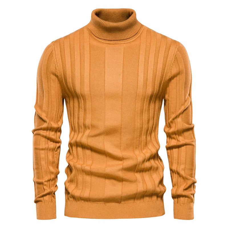 Casual Chunky Ribbed Knit Long Sleeve Winter Men Turtleneck Sweater