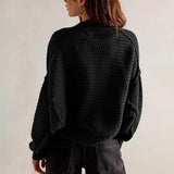 Casual Ribbed Knit Notch Open Front Sleeved Oversized Cocoon Cardigan