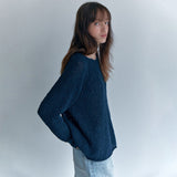Casual Round Neck Long Sleeve Cotton Blend Open Knit Textured Oversized Sweater