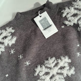 Christmas Fluffy Snowflake Print High Neck Pullover Sweater