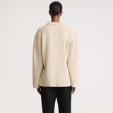 College Style Collared V Neck Long Sleeve Ribbed Knit Oversized Cashmere Sweater