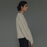 Comfy Wool Blend Fisherman Cable Knit Crew Neck Raglan Sleeve Pullover Sweater