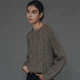 Comfy Wool Blend Fisherman Cable Knit Crew Neck Raglan Sleeve Pullover Sweater