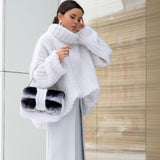 Cozy Brioche Rib Knit Drop Shoulder Bishop Sleeve Oversized Turtleneck Sweater