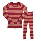 Cozy Kids Striped Ribbed Knit Long Sleeve Sweater and High Waist Slim Pants Matching Set