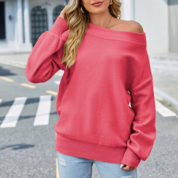 Cozy Monochrome Funnel Neck Long Sleeve Oversized Pullover Sweater