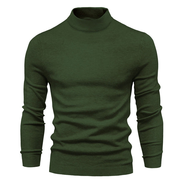 Cozy Ribbed Knit Long Sleeve Winter Fitted Men Mock Neck Pullover Sweater