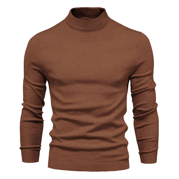 Cozy Ribbed Knit Long Sleeve Winter Fitted Men Mock Neck Pullover Sweater