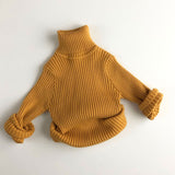 Cozy Solid Color Chunky Ribbed Knit Turtleneck Long Sleeve Kids Pullover Sweater