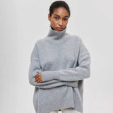 Cozy Solid High Neck Drop Shoulder Long Sleeve Oversized Pullover Knit Sweater