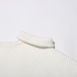 Cozy Turtleneck Drop Shoulder Turnover Hem Ribbed Knit Oversized Sweater Vest