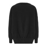 Cute Bow Tie Cutout Crew Neck Long Sleeve Oversize Pullover Sweater