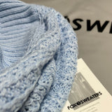 Feminine Deep V Neck Dolman Sleeve Crochet Open Knit Sweater