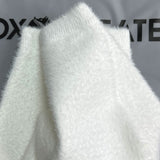 Fluffy White Solid Color High Waist Eyelash Knit Shorts