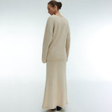 Fluffy V Neck Oversize Sweater and High Waist Maxi Knit Skirt Matching Set