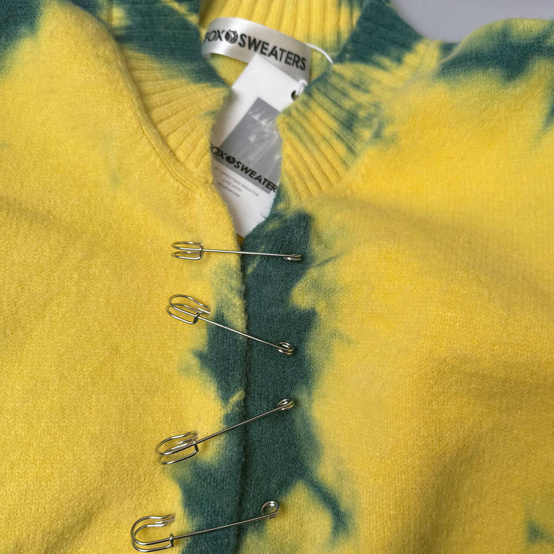 Grunge Punk Tie Dye Safety Pin Oversized Cropped Cardigan