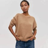 Leisure Monochrome Oversized Round Neck Long Sleeve Drop Shoulder Pullover Sweater