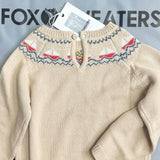 Nordic Fair Isle Sailboat Jacquard Knit Round Neck Raglan Sleeve Kids Pullover Sweater