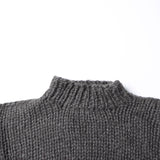 Oversized High Neck Drop Shoulder Handmade Chunky Knit Sweater
