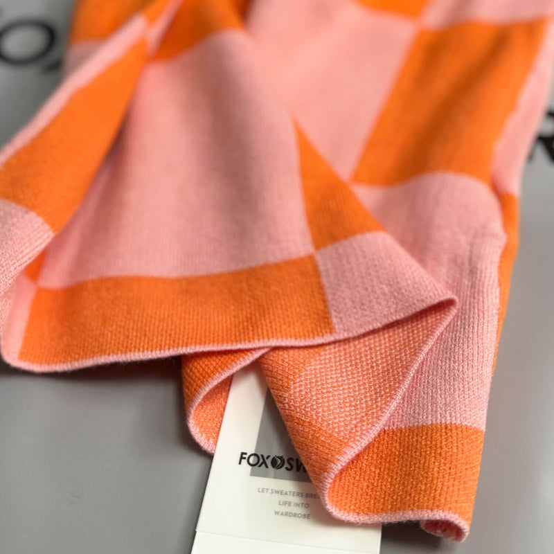 Retro Contrast Plaid Print Scoop Neck Spaghetti Strap Open Back Maxi Slip Sweater Dress