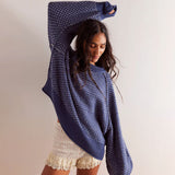 Retro Oversized Inside Out Crew Neck Raglan Sleeve Jacquard Knit Sweater