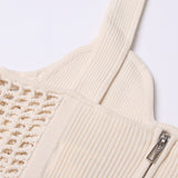 Sculpted Ribbed Layer Bustier Suspender Strap Crochet Knit Corset Tank Top