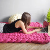 Warm Winter Hand Made Crochet Knit Chunky Yarn Blanket