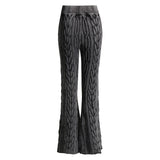 Street Style Low Rise Fit and Flare Washed Effect Cable Knit Pants