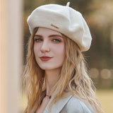 Street Style Solid Color Metallic Trim Wool Blend Beret Hat