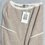 Tassel Detail Crew Neck Drop Shoulder Pullover Heathered Knit Sweater