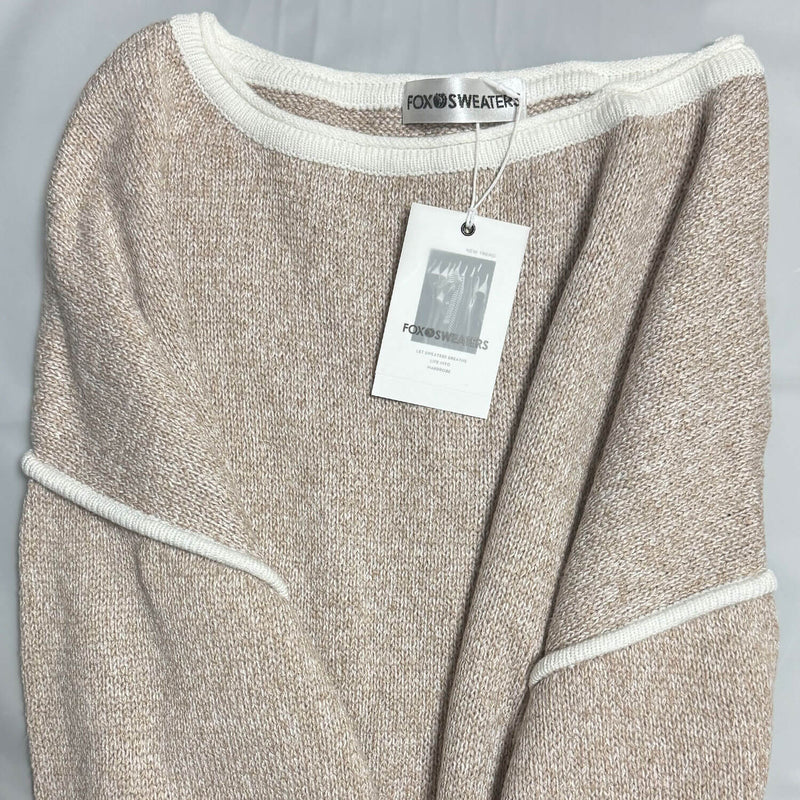 Tassel Detail Crew Neck Drop Shoulder Pullover Heathered Knit Sweater