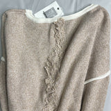 Tassel Detail Crew Neck Drop Shoulder Pullover Heathered Knit Sweater