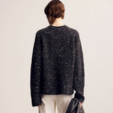 Luxury Melange Knit Roll Neck Raglan Sleeve Wool Blend Oversized Sweater