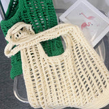 Versatile Fishnet Openwork Beach Vacation Soft Crochet Knit Tote Bag