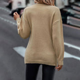 Vintage Style V Neck Long Sleeve Cross Cable Knit Pullover Wrapped Sweater