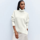 Warm Monochrome Turtleneck Drop Shoulder Long Sleeve Pullover Oversized Sweater