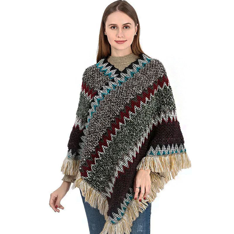 Poncho Sweater for Women - Turtleneck Poncho Sweaters with Sleeves ...